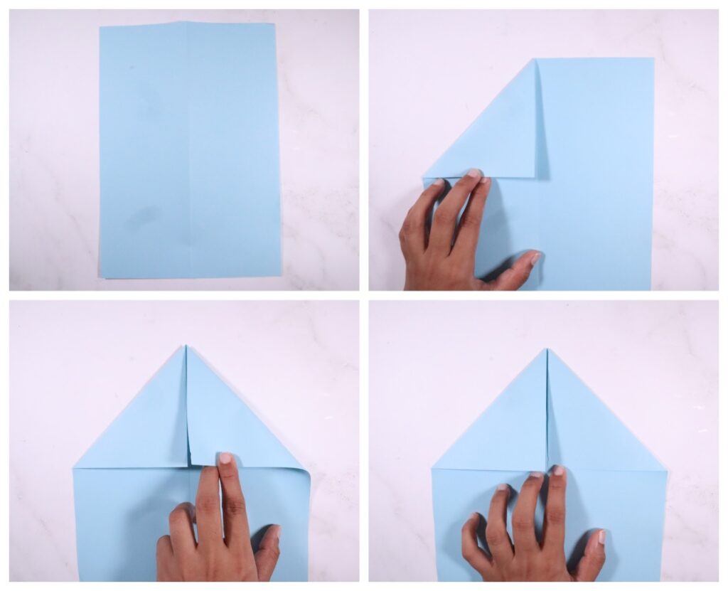Papier wird zum Papierflieger gefaltet